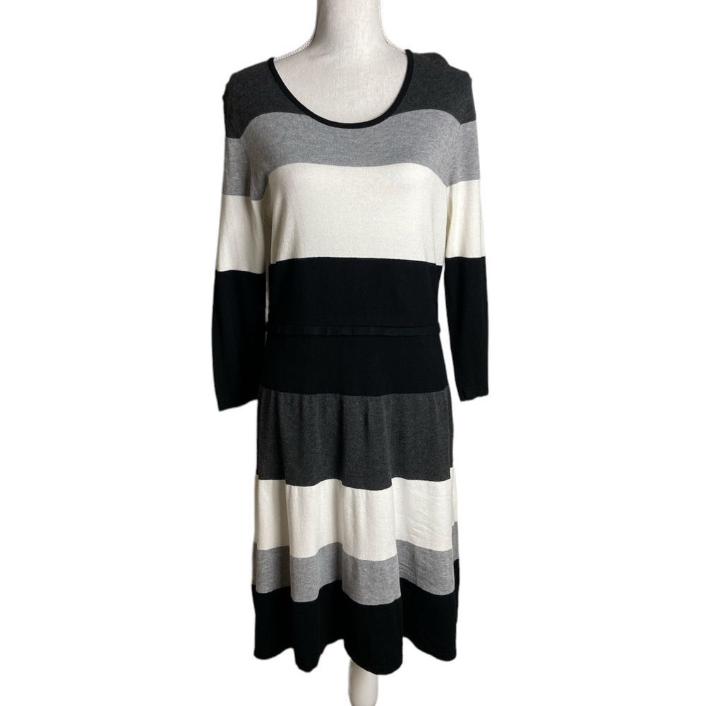 Tommy Hilfiger Black, Gray, and White Striped Dress